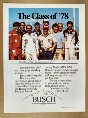 1978 Busch Beer Pole Position Award NASCAR Drivers photo vintage print Ad