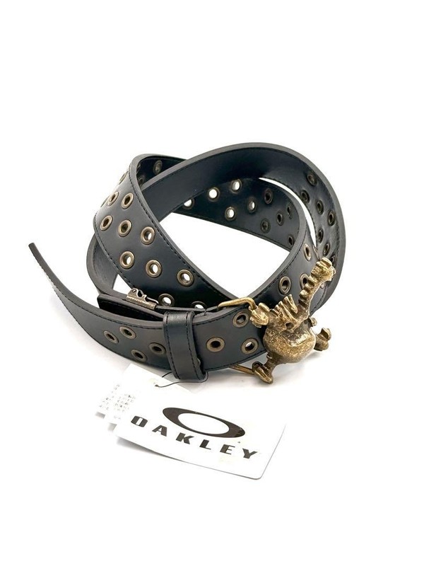 小物 OAKLEY leather 3D skull belt OAKLEY 3D Skull Leather Belt Black Gold Men's Accessory
