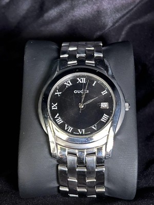 Gucci 5500M Black Dial Quartz Watch, Stainless Steel Gucci 5500M Black Dial Quartz Watch, Stainless Steel