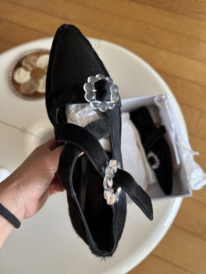 Simone Rocha Fur Slides Maryjanes Leather Shoes 38