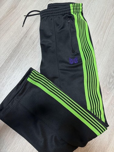 NEEDLES Track Pants Black x Green lines Size-S Used from