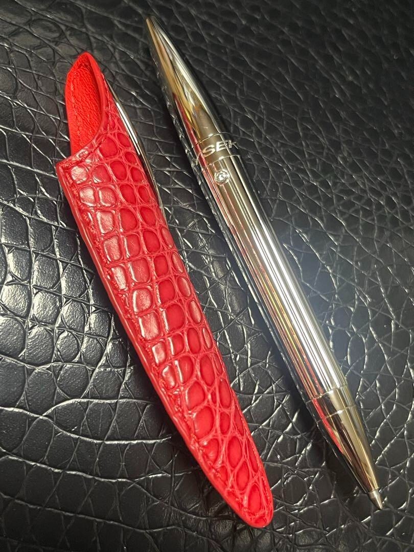 JORG HYSEK Diamond pavé Silver Ballpoint Pen(No Box) wz/Red