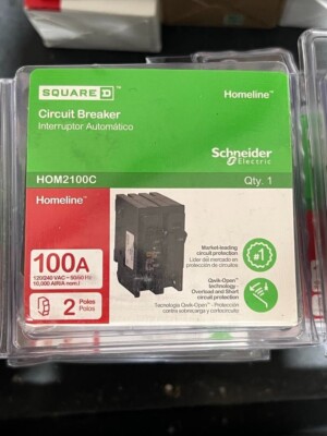 NEW Square D HOM2100CP 100A 2 Pole Plug-in Mount Mini Circuit Breaker - Black
