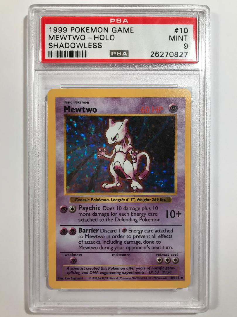 PSA 9 - Shadowless Mewtwo Holo - Pokemon TCG 1999 Pokemon