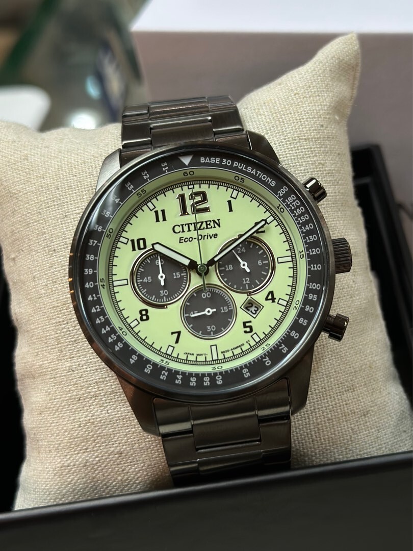 Pre-owned Citizen Eco-drive Ca4507-84x Chronograph Luminous Dial Gray Men's Solar Watch