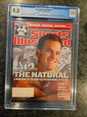 Tom Brady Sports Illustrated April 15, 2002,  first cover, CGC 9.0  Patriots