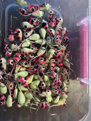 Tungsten glow pink tiger With Diamond Tip fishing jigs 5mm lot of 10