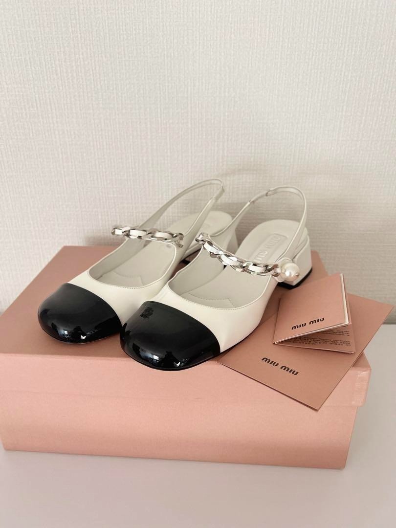 MIU MIU Patent Leather Pumps Bicolor Size 36 Women's