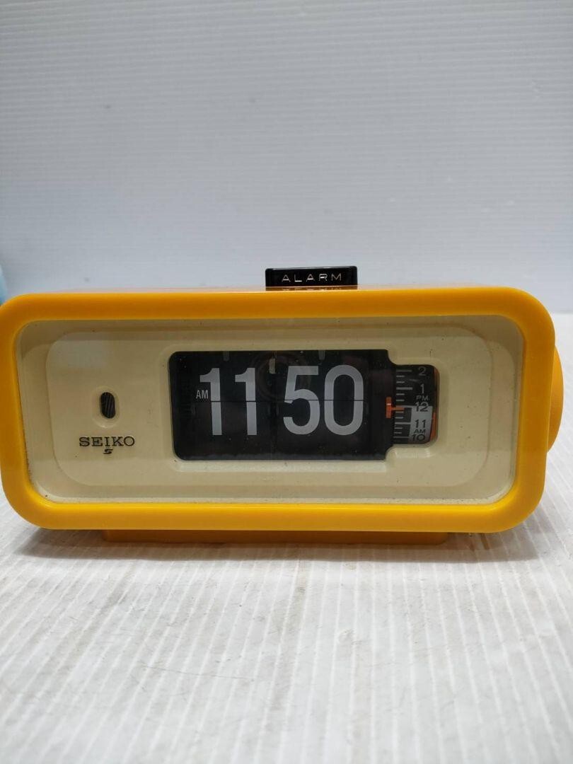 【メンテ済み・動作正常】SEIKOパタパタ時計 DP-666T 元箱・取説付き Flip Alarm Clock DP666T Yellow Vintage SEIKO AC100V 50Hz