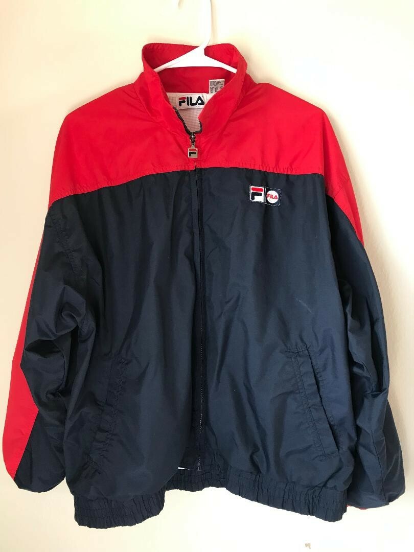 Mens Fila Windbreaker Jacket Blue-Red Size M | eBay