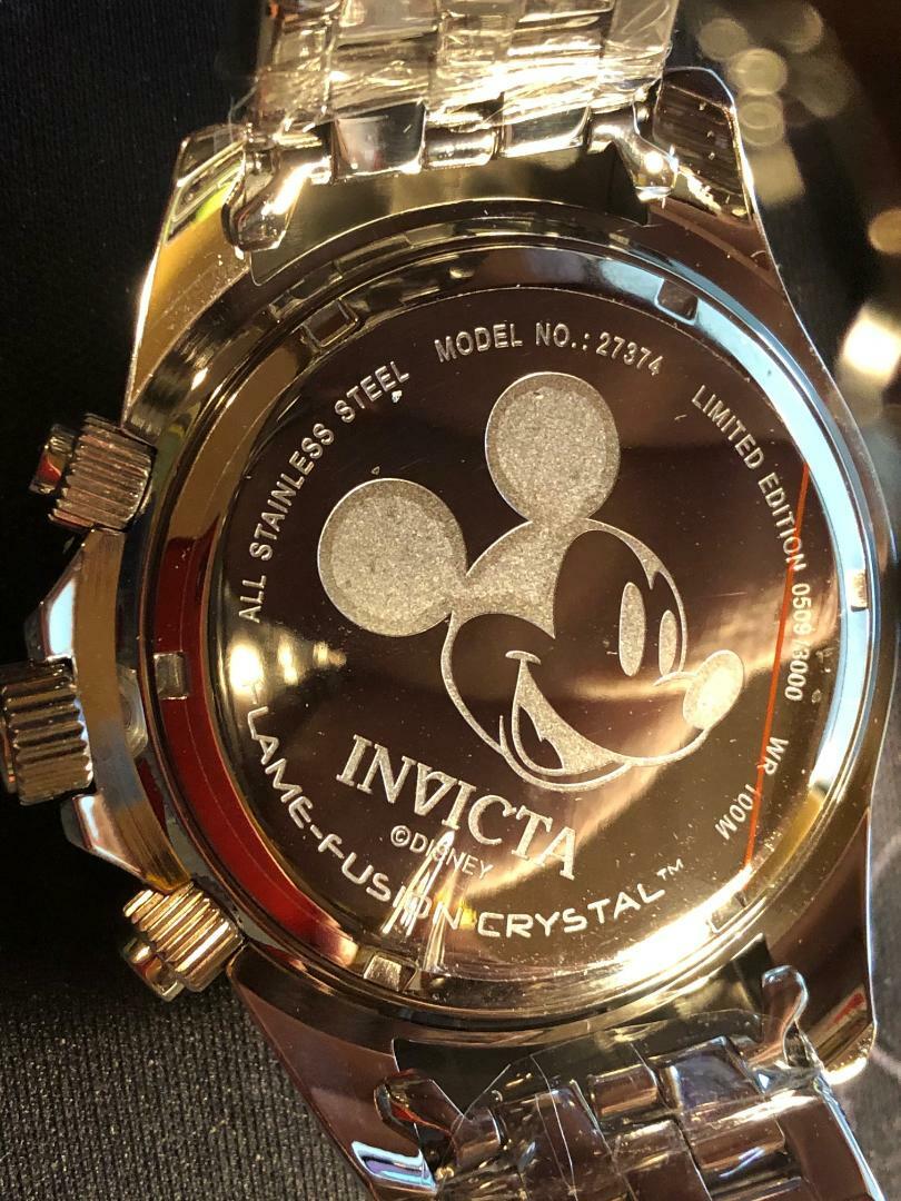 INVICTA INVICTA MICKEY 27374 ED 47MM HIGH POLISHED SILVER CHRONO DATE WATCH