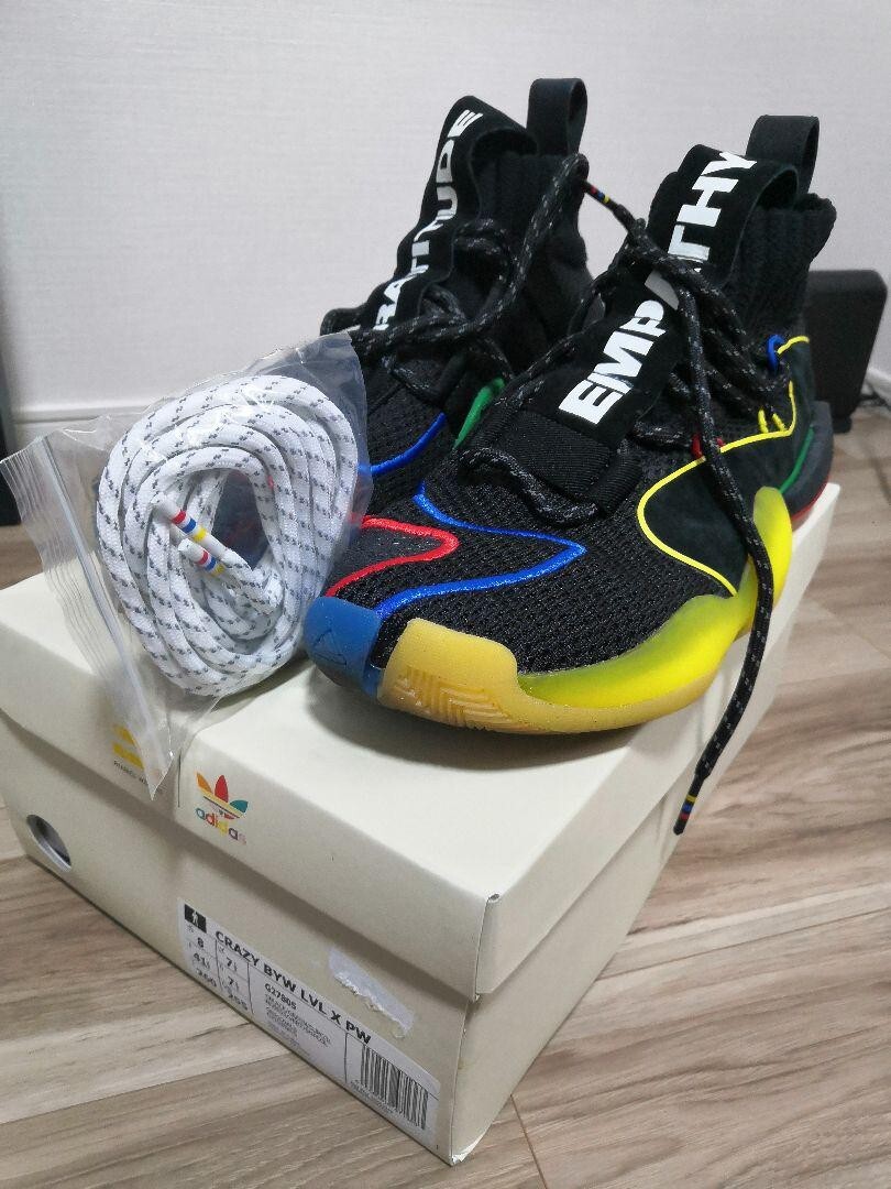 BBB2808★ adidas Pharrell Williams Crazy BYW LVL X Sneakers Black