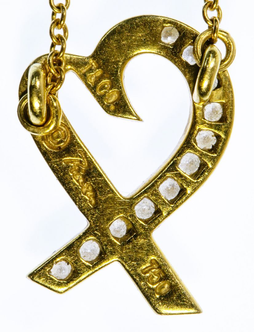 TIFFANY 18k Gold and Diamond Heart Pendant on Necklace