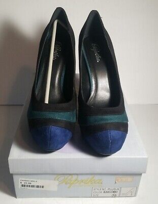 Paprika Heels Black Green Blue Plus-h 5'' Heel Size 10 W Box