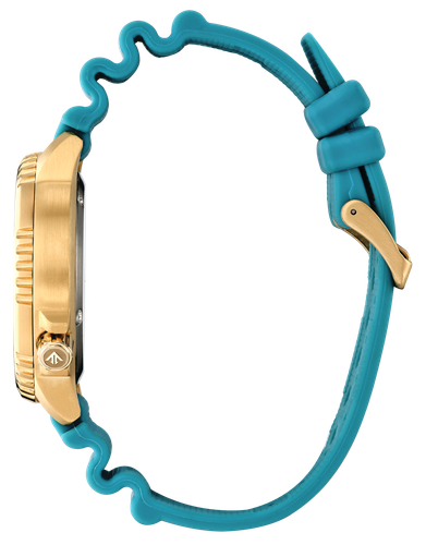 Pre-owned Citizen Promaster Bn0162-02x Eco-drive Gold Tone Tiffany Blue Dial Polyurethane