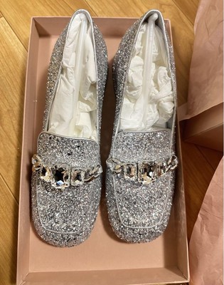 MIUMIU ローファー グリッターファブリック Miu Miu Glitter Loafers Miu Miu