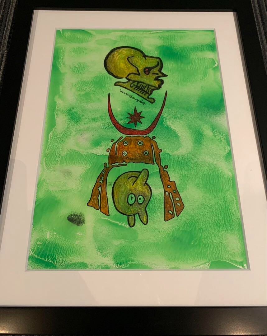 リカルドゴンザレス 原画 WET PAINT Mark gonzales gonz original painting framed H/56 W/44 cm W