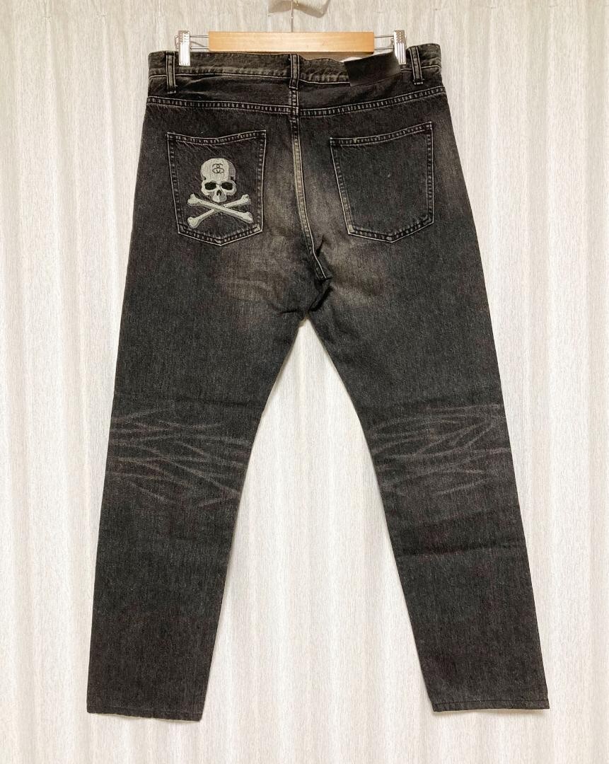 Stussy x mastermind Japan Denim Pants Black skull embroidery