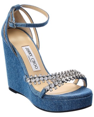 

Джинсовые сандалии на танкетке Jimmy Choo Bing 120, женские синие, Синий, NA
