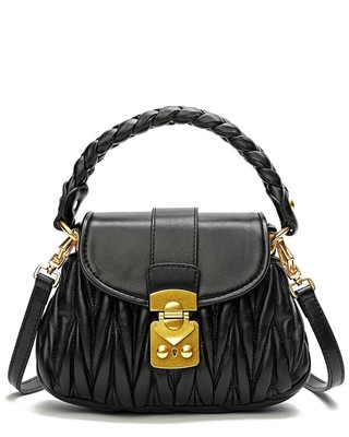 Женская сумка-мессенджер из плиссированной кожи Tiffany & Fred Paris черного цвета