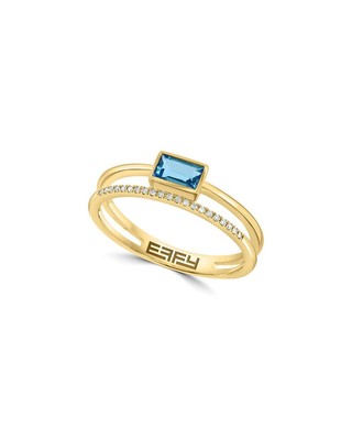 Effy Fine Jewelry Кольцо с бриллиантом и голубым топазом 14 Карат 0,37 Карата Женское 7
