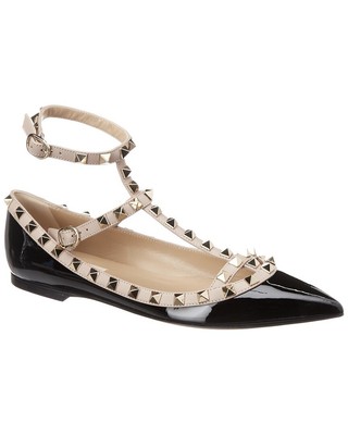 

Женские кожаные кожаные туфли на плоской подошве Valentino Rockstud в клетку, Черный, NA