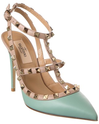 

Женские кожаные туфли Valentino Rockstud Caged 100, Синий, NA