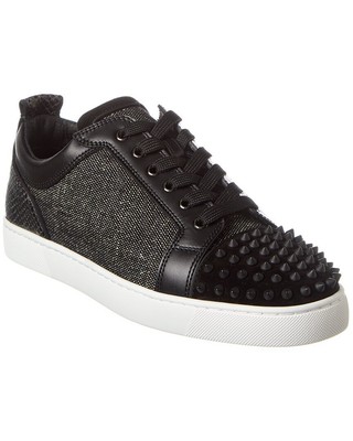 Мужские льняные и кожаные кроссовки Christian Louboutin Louis Junior Orlato