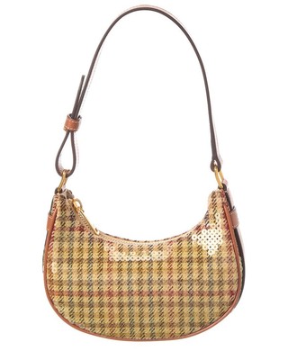 Женская сумка-хобо из твида и кожи Celine Ava Mini коричневого цвета
