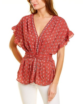 

Женская блузка Max Studio с завязкой спереди, Roblposcrose/blush poppy scro