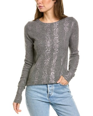 

Scott - Scott London Женский кашемировый свитер со змеиной фольгой Harlow с круглым вырезом, Grey