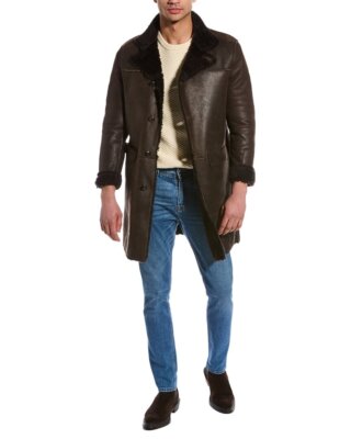 

John Varvatos Асимметричная дубленка мужская коричневая, Коричневый, NA