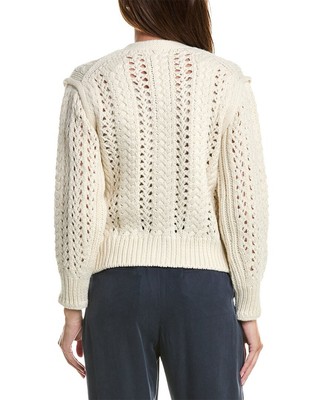 Pre-owned A.l.c . Chandler Wool Cardigan Women's In White