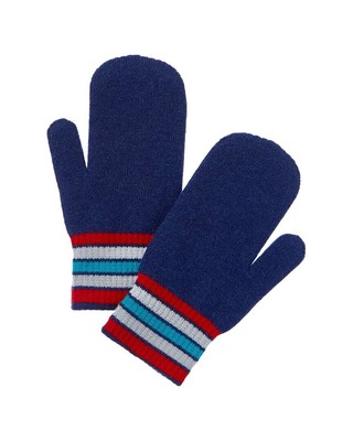 Кашемировые варежки Brodie Cashmere Ski в полоску женские синие