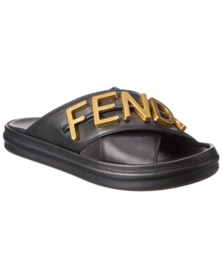 

Женские кожаные сандалии Fendi Fendigraphy черные, Черный, NA