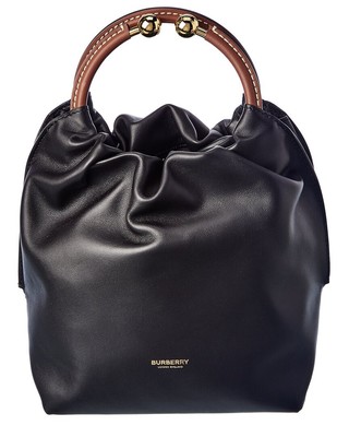 

Женская кожаная мини-тоут Burberry с кольцом, черная, NA