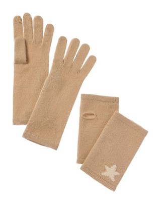 Кашемировые перчатки Hannah Rose Mini Star Intarsia 3-В-1 Женские коричневые