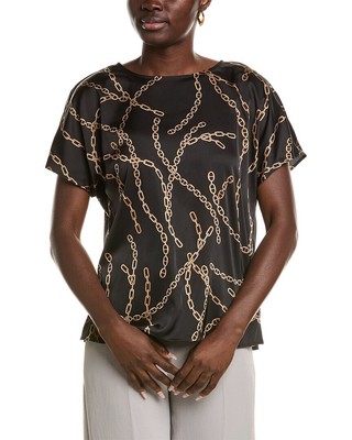 Женский топ с круглым вырезом Anne Klein Bateau черного цвета Xs