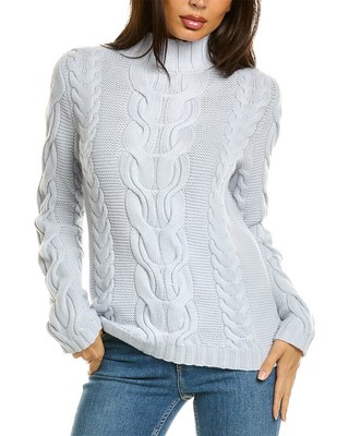 

Женский свитер из смеси шерсти и кашемира Malo Cashmere косой вязки, Синий