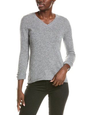 Женский кашемировый свитер Forte Cashmere с V-образным вырезом серого цвета S