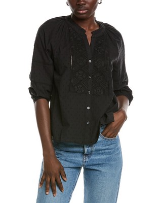 Renuar Swiss Dot Blouse Womens Black Xs