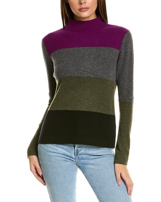 

Женский кашемировый свитер с воронкой и цветными блоками Forte Cashmere, Черный