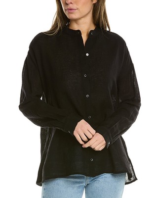 

Женская рубашка из стираной шерстяной марли Eileen Fisher, Черный