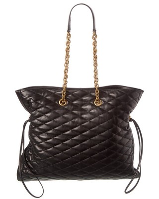 Saint Laurent Le Pochon Large Quilted Leather Tote Womens Black