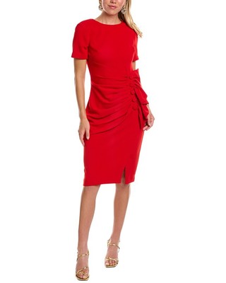 

Женское платье со сборками Badgley Mischka, красное, Красный