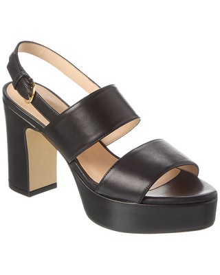 Stuart Weitzman Ono Leather Platform Sandal Womens Black 7.5