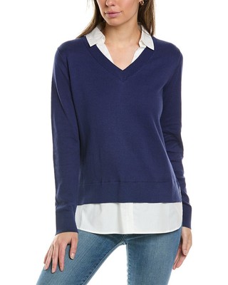 Женский свитер из кашемировой смеси Alashan Cashmere Montage Shirttail синего цвета L