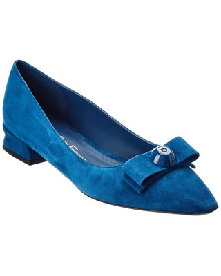 

Женские замшевые балетки Ferragamo Vara Bow с бантом, Синий, NA