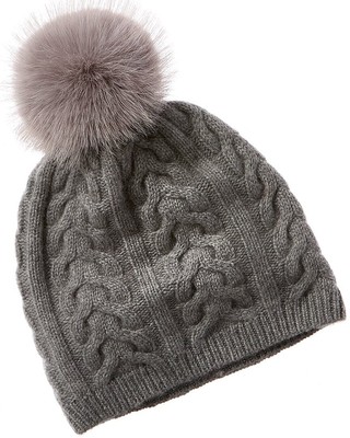 

Amicale Cashmere Trellis Женская кашемировая шапка косой вязки серого цвета, Grey, NA