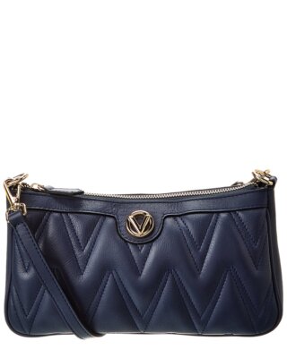 Valentino By Mario Valentino Женская кожаная сумка через плечо Jeanette Diamond синего цвета